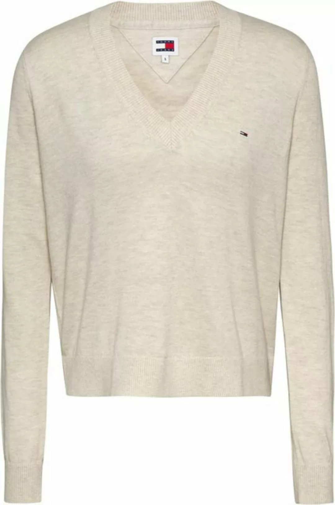 Tommy Jeans Strickpullover TJW ESSENTIAL VNECK SWEATER EXT mit Logostickere günstig online kaufen