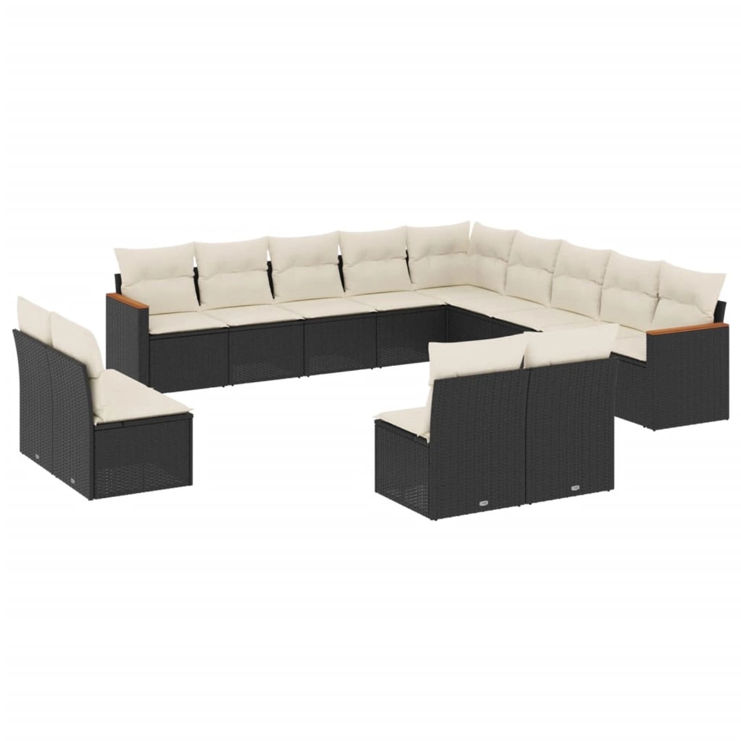 vidaXL 13-Tlg Garten-Sofagarnitur mit Kissen Schwarz Poly Rattan 3226483 günstig online kaufen