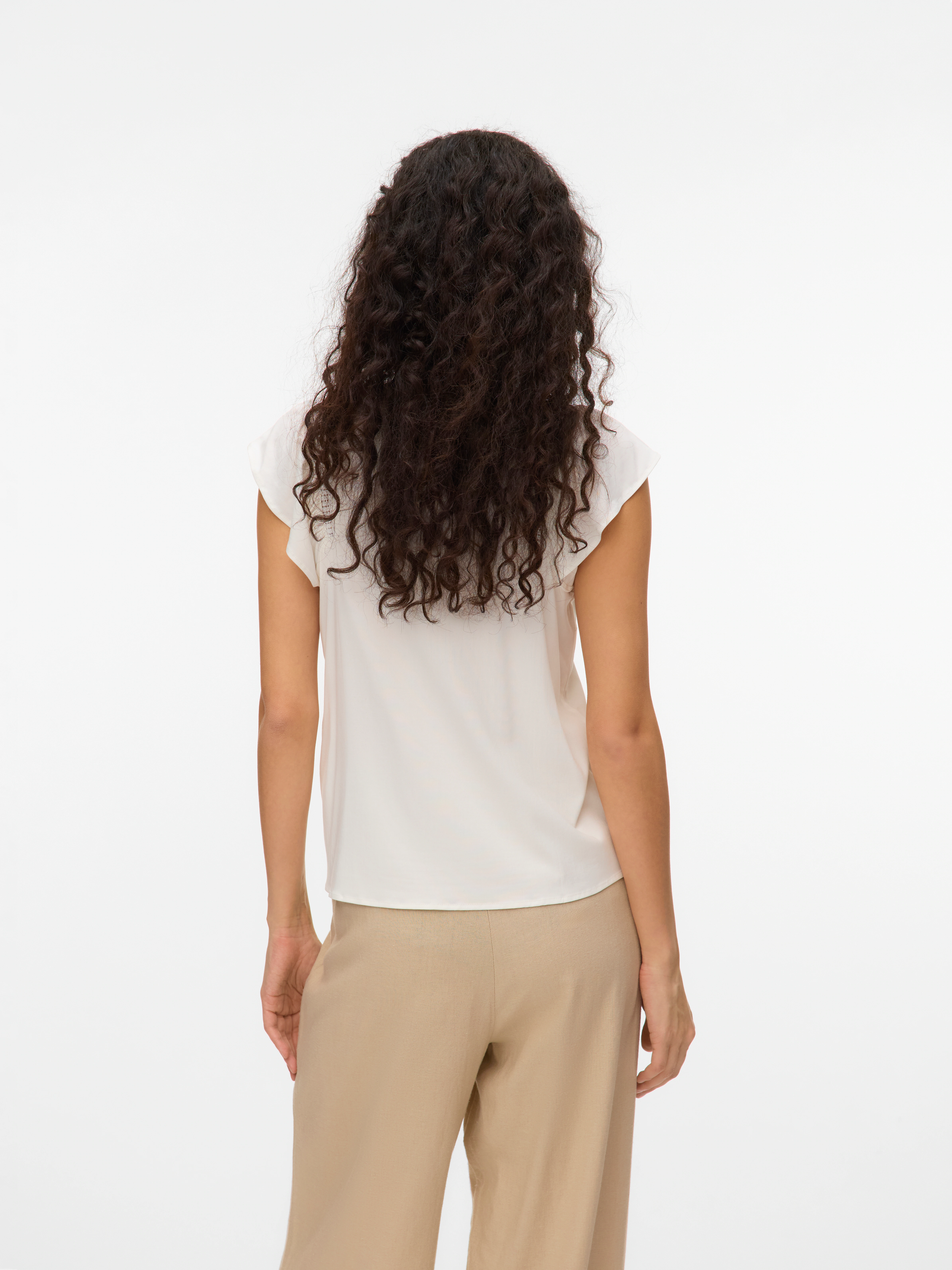 Vero Moda Kurzarmbluse "VMBELLA SS LACE TOP WVN GA NOOS" günstig online kaufen