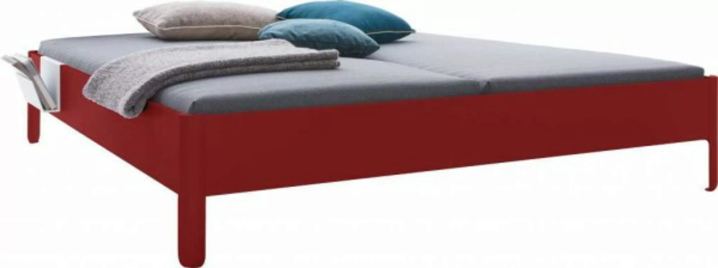 NAIT Doppelbett farbig lackiert Karmesinrot 160 x 220cm Ohne Kopfteil günstig online kaufen