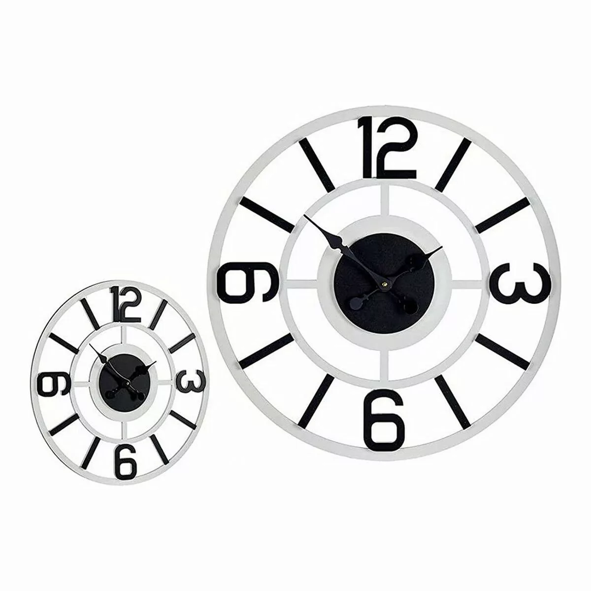 Wanduhr Weiß Schwarz Metall Mdf (60 X 3,5 X 60 Cm) günstig online kaufen