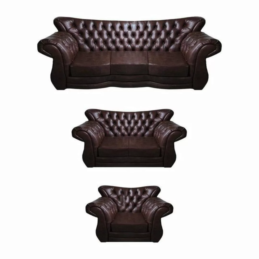 JVmoebel Chesterfield-Sofa Sofas Komplett 3tlg Wohnzimmer Chesterfield Desi günstig online kaufen