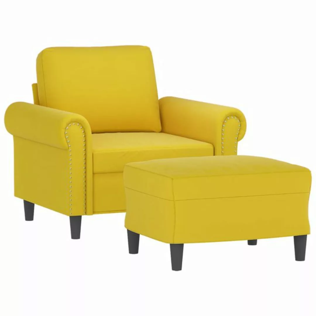 vidaXL Sofa Sessel mit Hocker Gelb 60 cm Samt günstig online kaufen