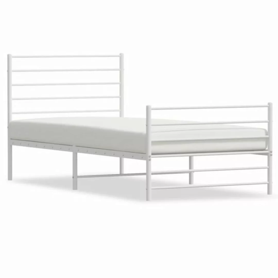 furnicato Bett Bettgestell mit Kopf- und Fußteil Metall Weiß 100x190 cm günstig online kaufen