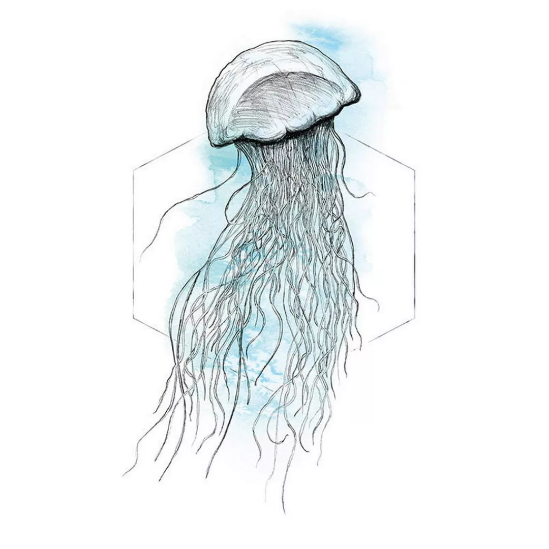 Komar Wandbild Jellyfish Watercolor Tiere B/L: ca. 40x50 cm günstig online kaufen