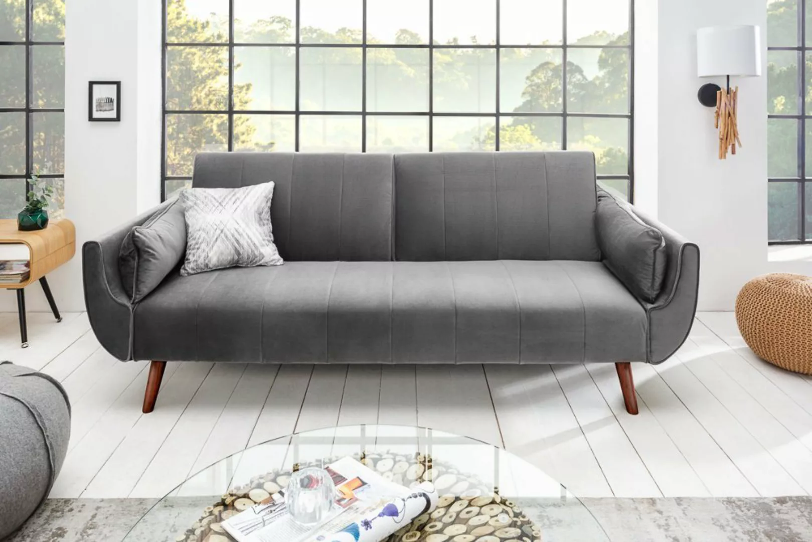 riess-ambiente Schlafsofa DIVANI 220cm silbergrau / braun, Einzelartikel 1 günstig online kaufen