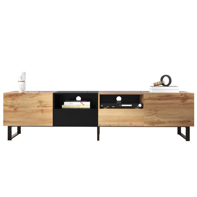 OKWISH TV-Schrank Moderner TV-Ständer (190 cm x 38 cm x 48 cm, mit schwarze günstig online kaufen