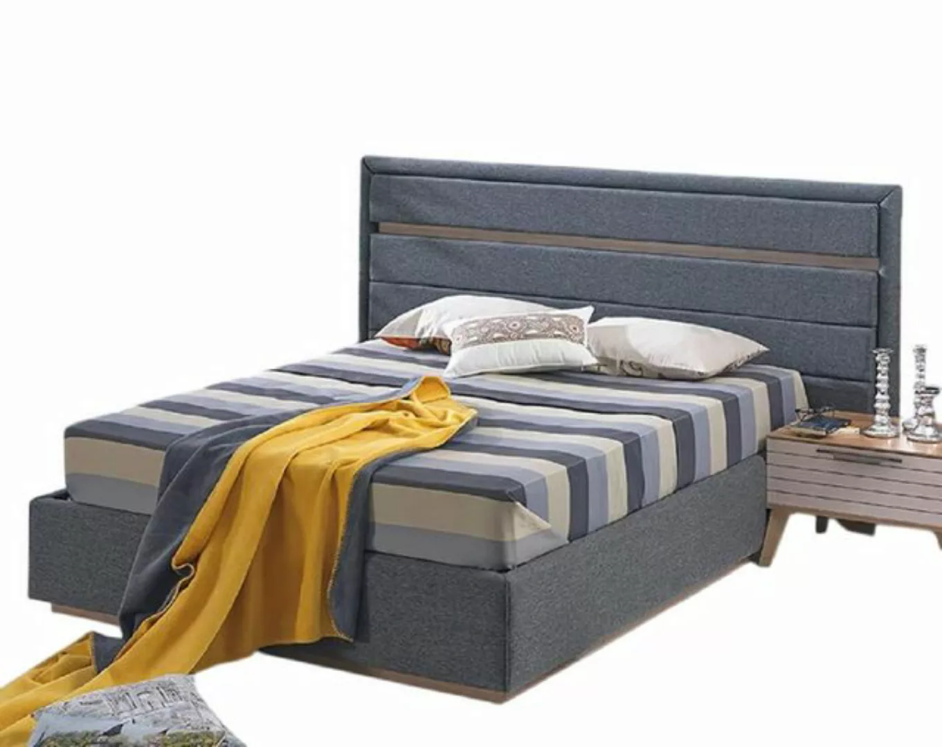 JVmoebel Bett Schlafzimmer Möbel Grau Bett Polster Doppelbett 160x200 (1-tl günstig online kaufen