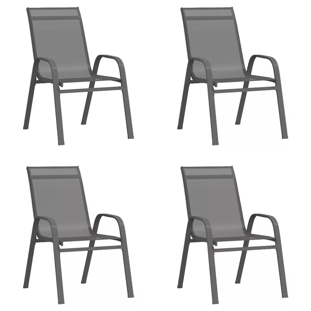 Vidaxl Stapelbare Gartenstühle 4 Stk. Grau Textilene günstig online kaufen