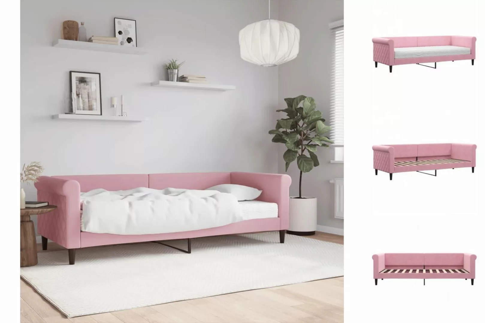 vidaXL Gästebett Gästebett Tagesbett mit Matratze Rosa 80x200 cm Samt Bett günstig online kaufen