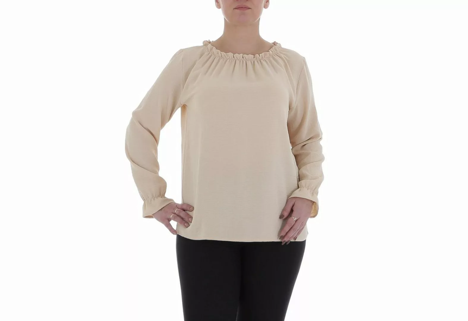 Ital-Design Langarmbluse Damen Elegant (85915877) Bluse in Beige günstig online kaufen