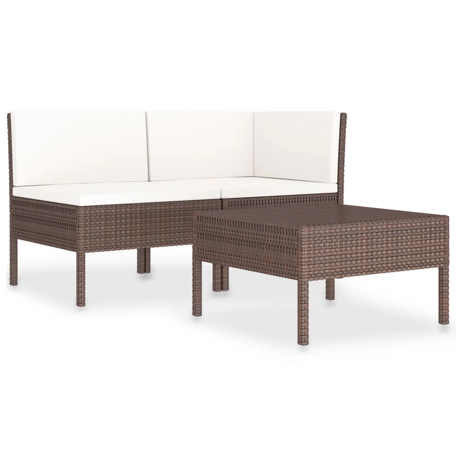 3-tlg. Garten-lounge-set Mit Auflagen Poly Rattan Braun günstig online kaufen