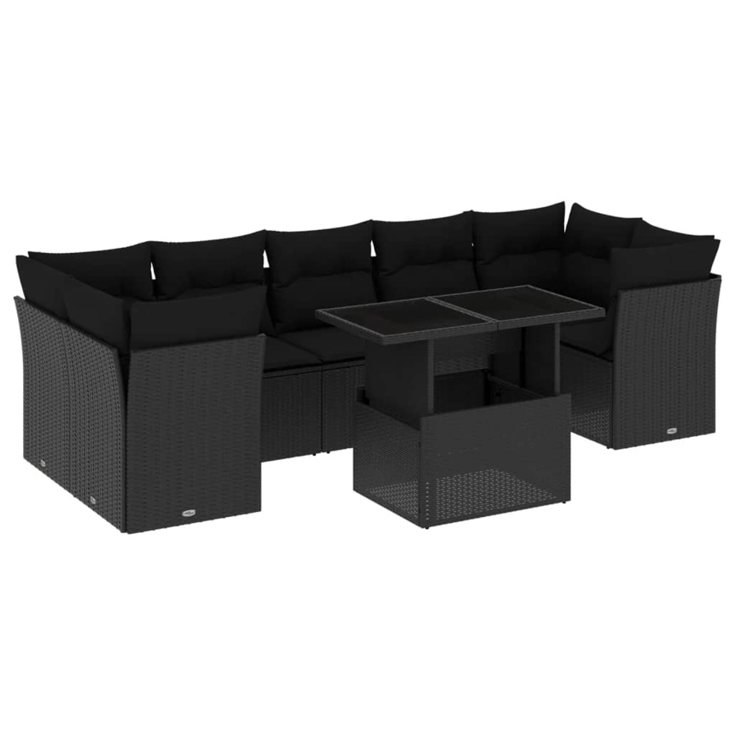 vidaXL 8-Tlg Garten-Sofagarnitur mit Kissen Schwarz Poly Rattan 3266395 günstig online kaufen