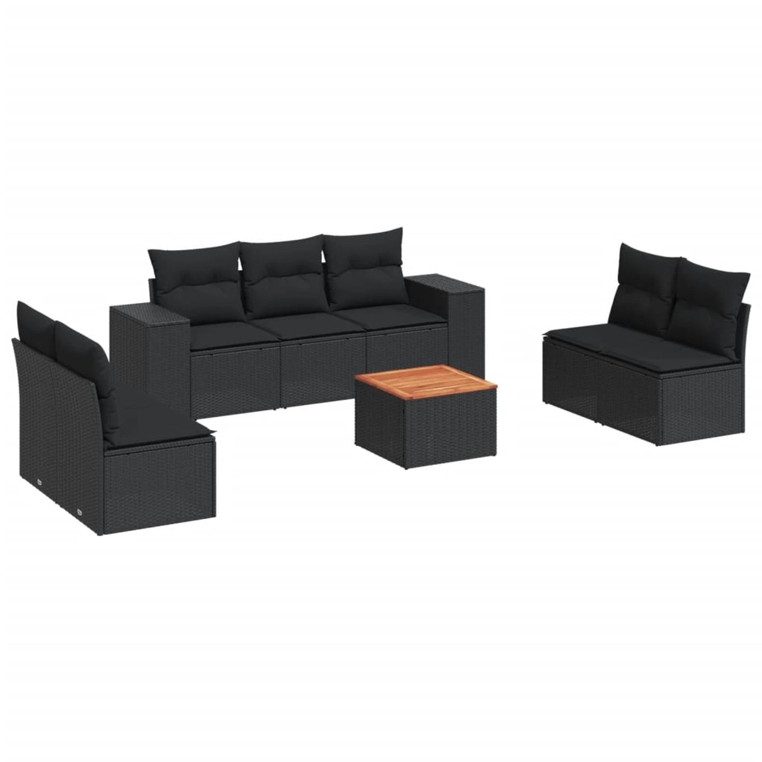 vidaXL 8-tlg Garten-Sofagarnitur mit Kissen Schwarz Poly Rattan Modell 39 günstig online kaufen