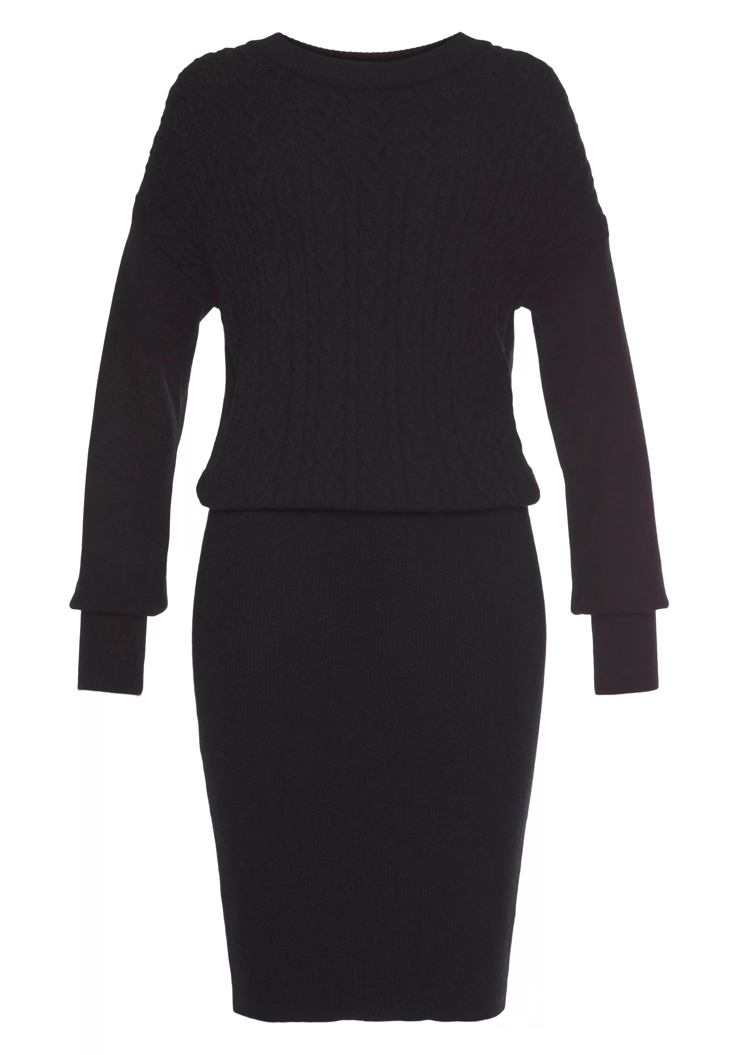 LASCANA Strickkleid mit Zopfmuster, elegantes Herbst- Winterkleid, Miniklei günstig online kaufen