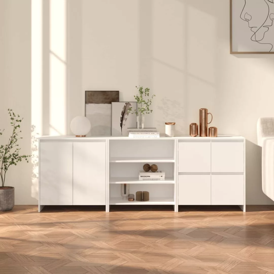 Vidaxl 3-tlg. Sideboard Weiß Holzwerkstoff günstig online kaufen