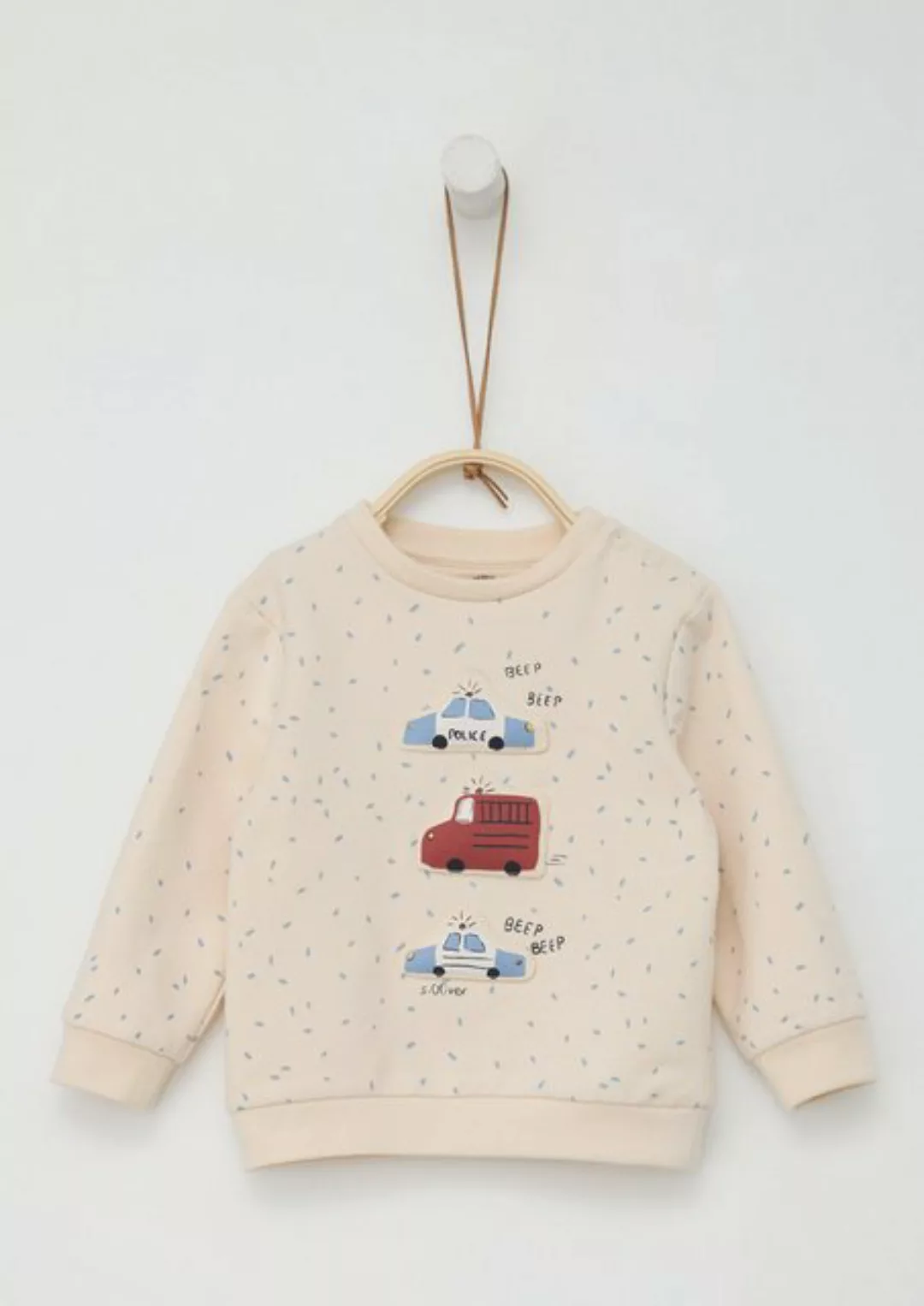 s.Oliver Sweatshirt Sweatshirt mit All-over-Print und wattierten Applikatio günstig online kaufen