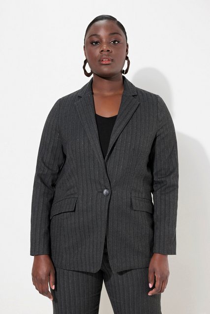 Ulla Popken Blusenblazer Blazer Fischgratmuster Lurex Reverskragen günstig online kaufen