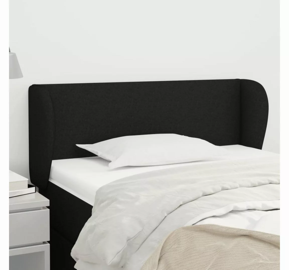 vidaXL Bett, Kopfteil mit Ohren Schwarz 103x23x78/88 cm Stoff günstig online kaufen