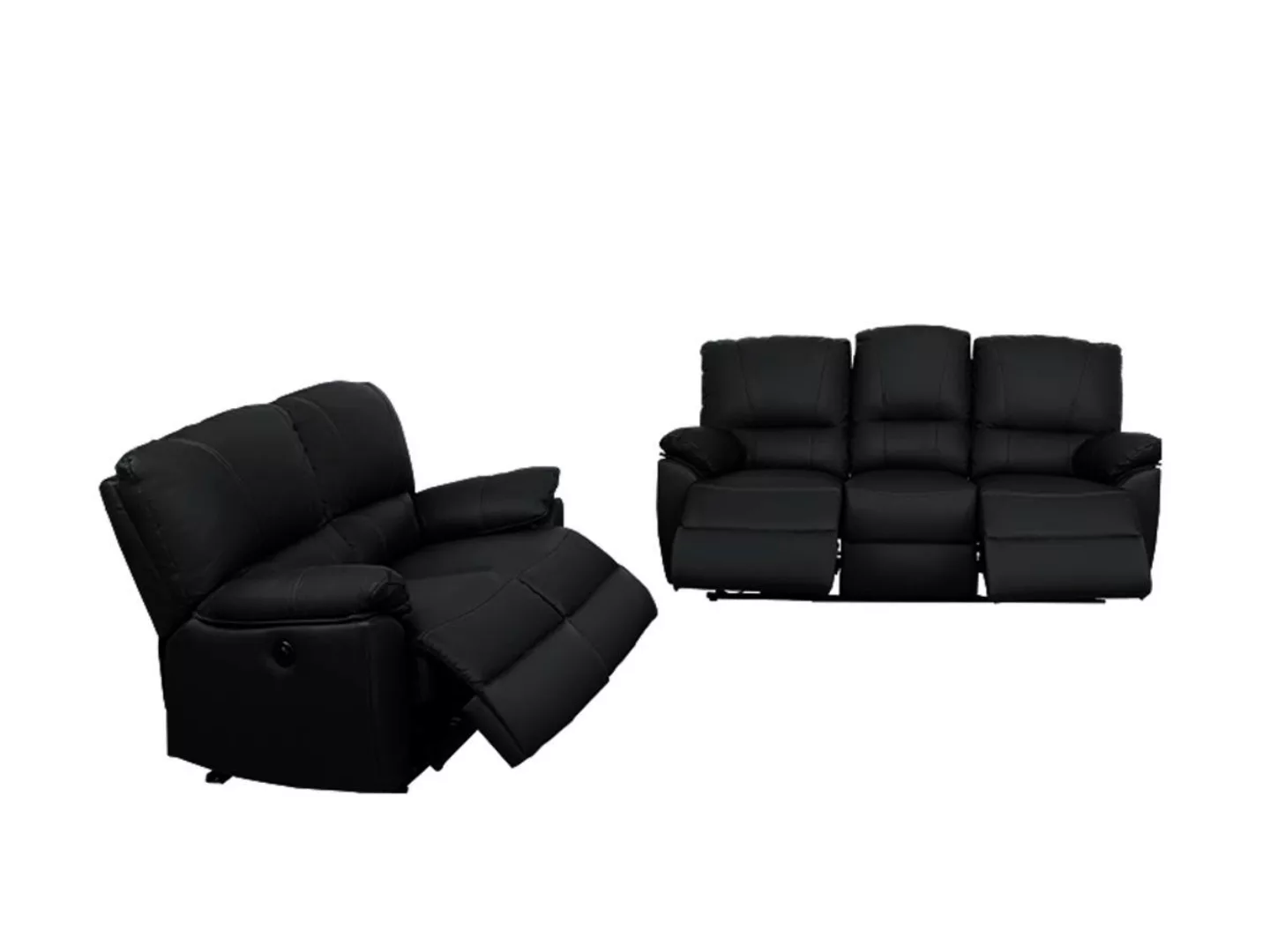 Relaxsofa Ledergarnitur elektrisch 3+2 - Schwarz - MARCIS günstig online kaufen