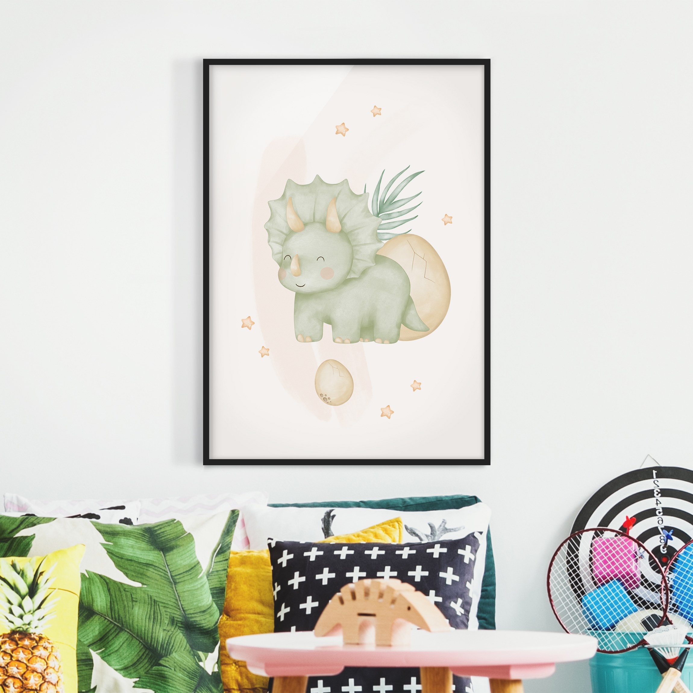 Bild mit Rahmen Baby Triceratops günstig online kaufen