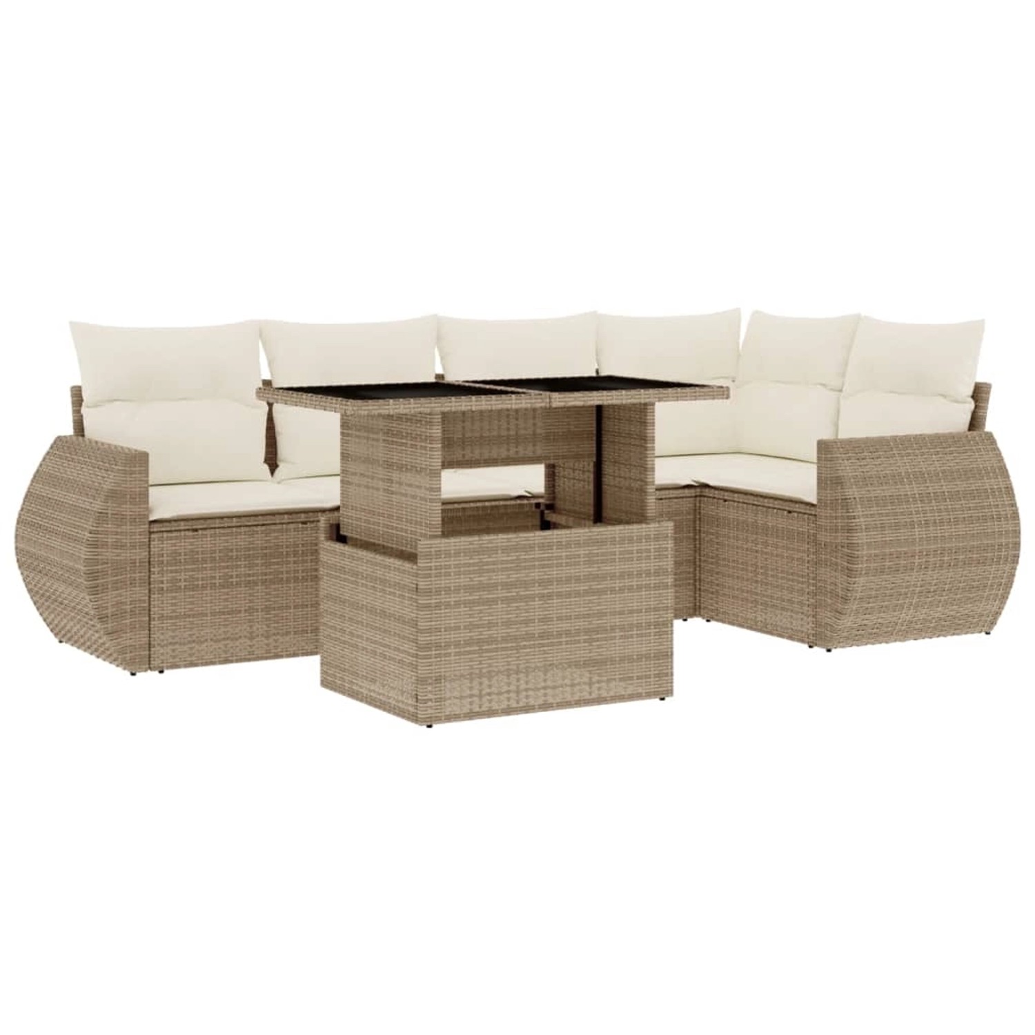 vidaXL 6-Tlg Garten-Sofagarnitur mit Kissen Beige Poly Rattan 3268518 günstig online kaufen
