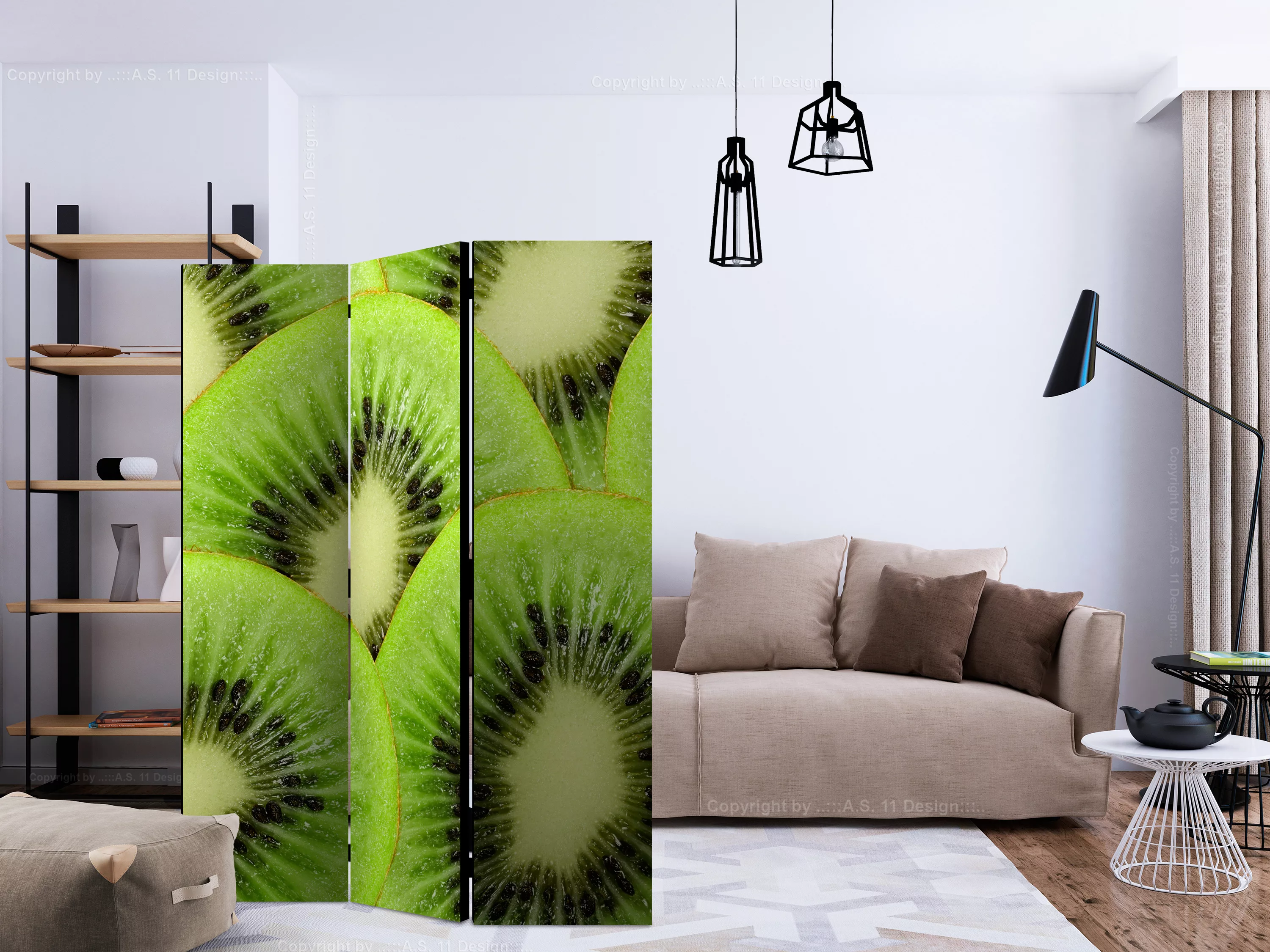 3-teiliges Paravent - Kiwi Slices [room Dividers] günstig online kaufen