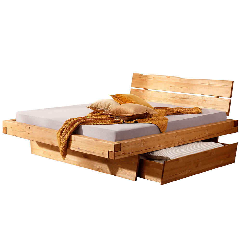 Schlafzimmer Set 3-teilig mit Massivholzbett 200x200cm, Kiefer massiv eiche günstig online kaufen