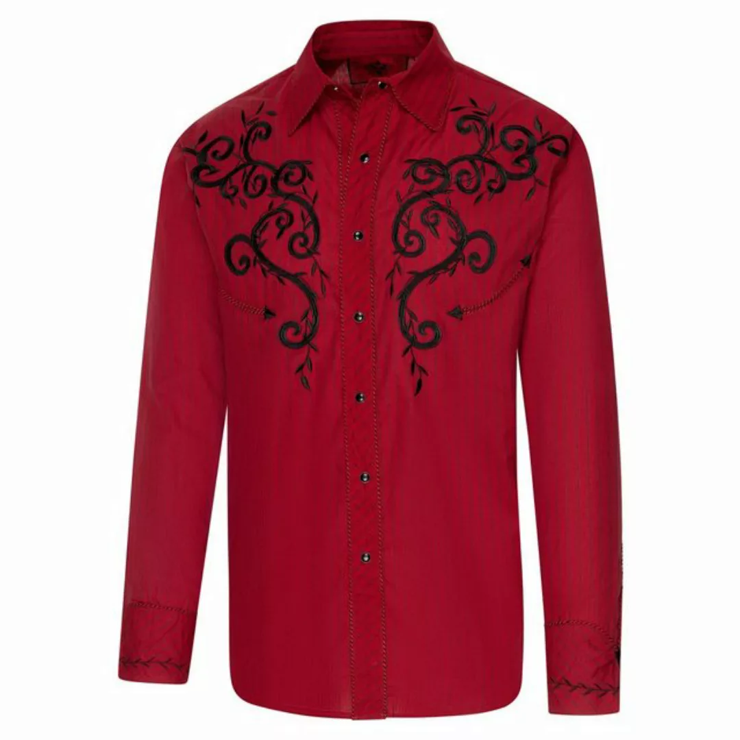 Stars & Stripes Langarmhemd Mason Westernhemd, bestickt, mit Kordelpaspelie günstig online kaufen