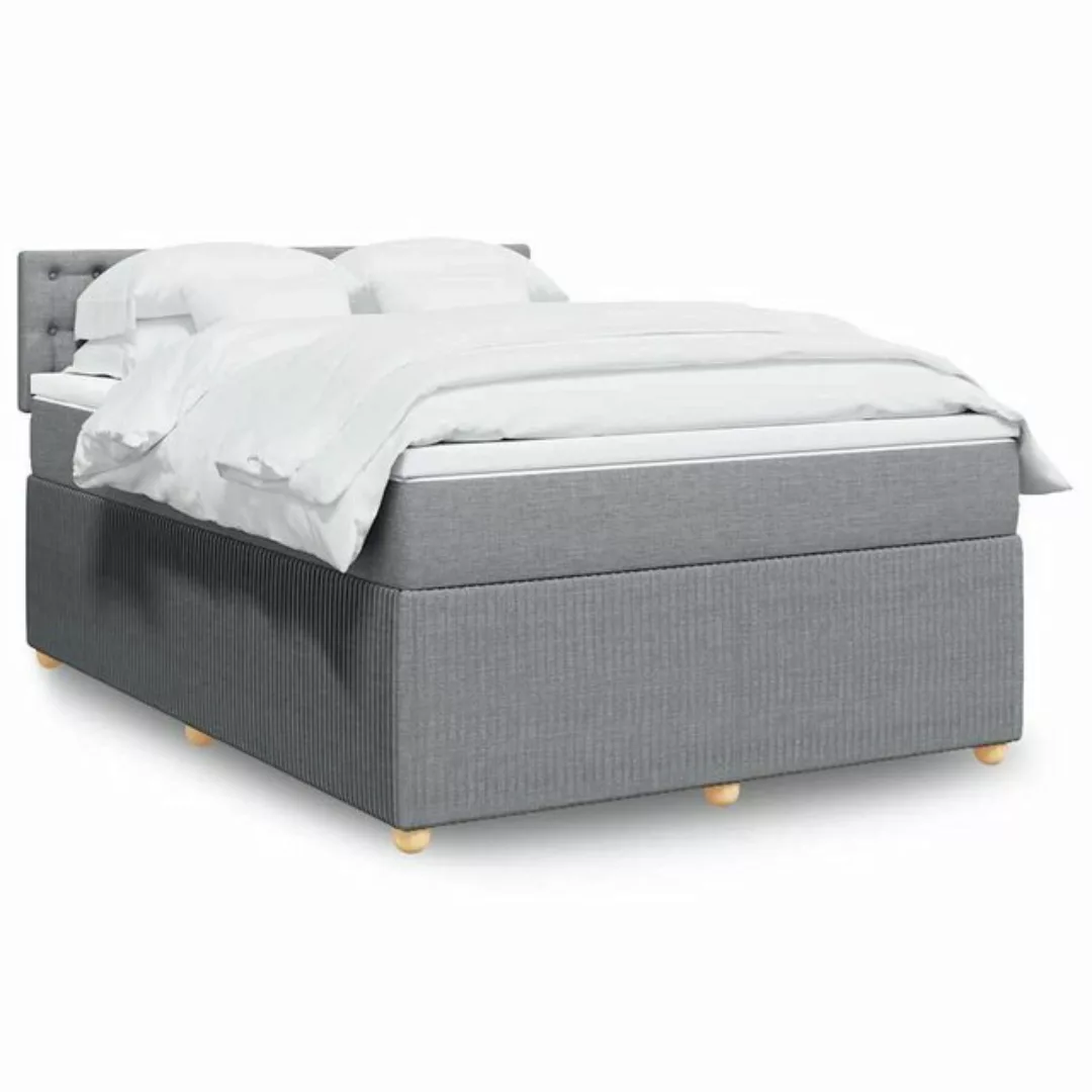 vidaXL Boxspringbett, Boxspringbett mit Matratze Hellgrau 160x200 cm Stoff günstig online kaufen