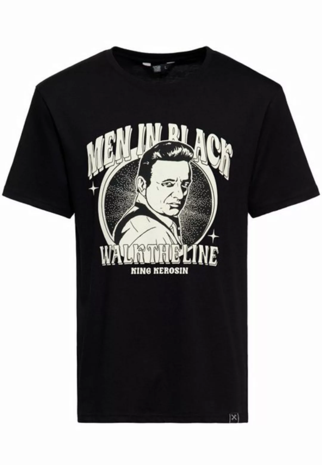 KingKerosin Print-Shirt Man in Black (1-tlg) mit Front-Print günstig online kaufen