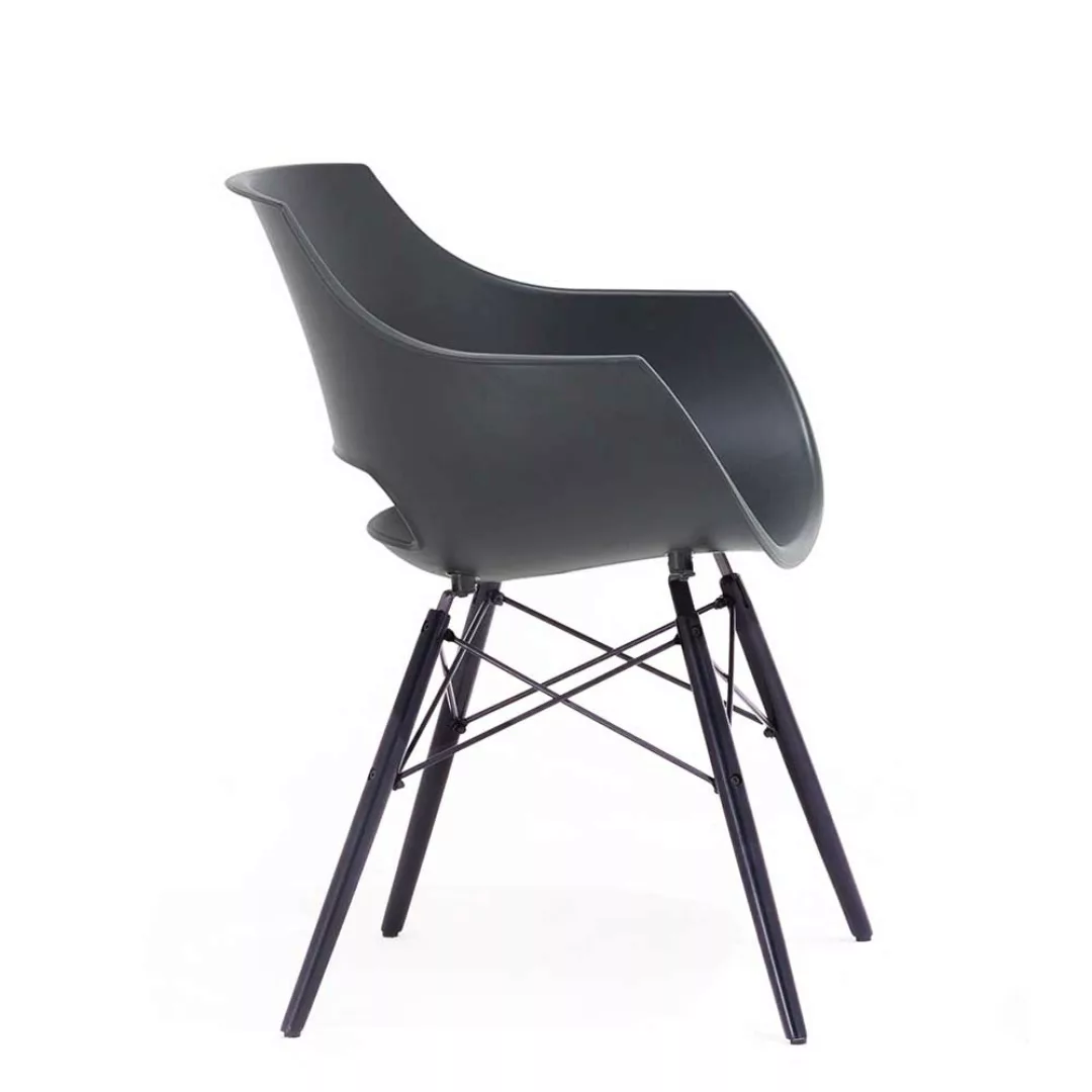 Stühle in Grau Kunststoff und Buche Massivholz (4er Set) günstig online kaufen