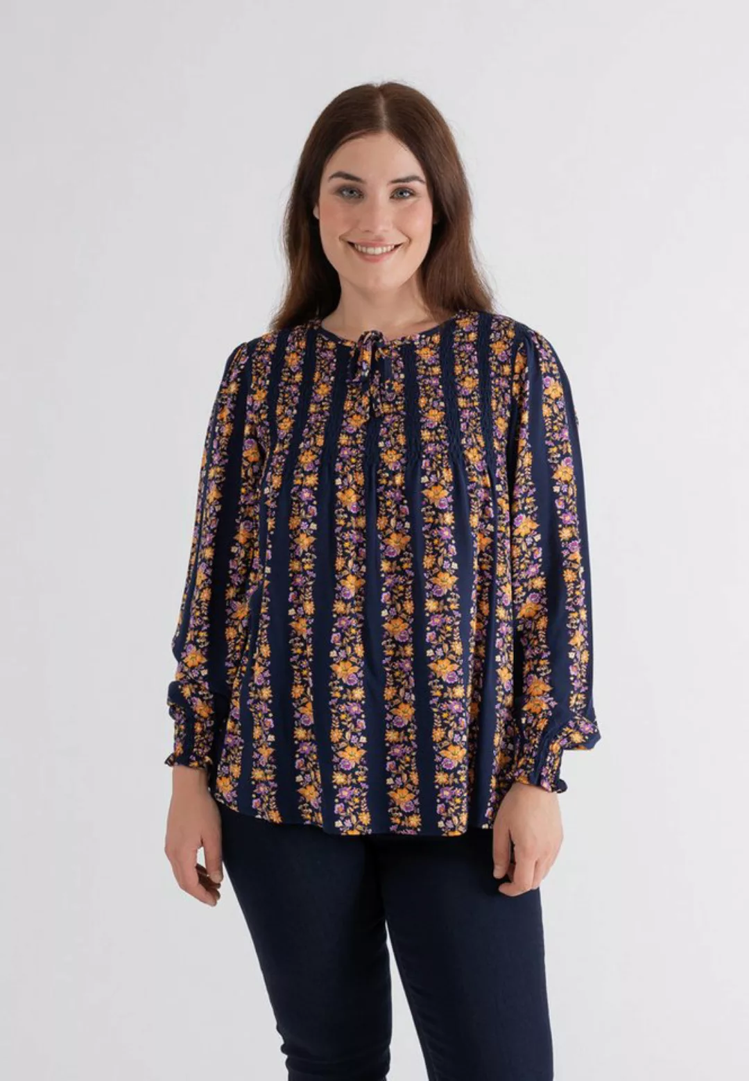 October Klassische Bluse in tollem Streifen-Design mit floralem Print günstig online kaufen
