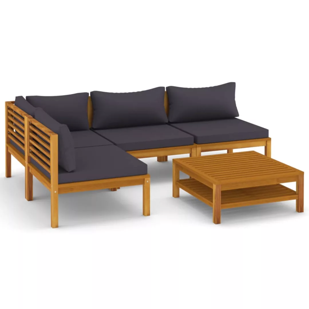 5-tlg. Garten-lounge-set Mit Auflage Massivholz Akazie günstig online kaufen