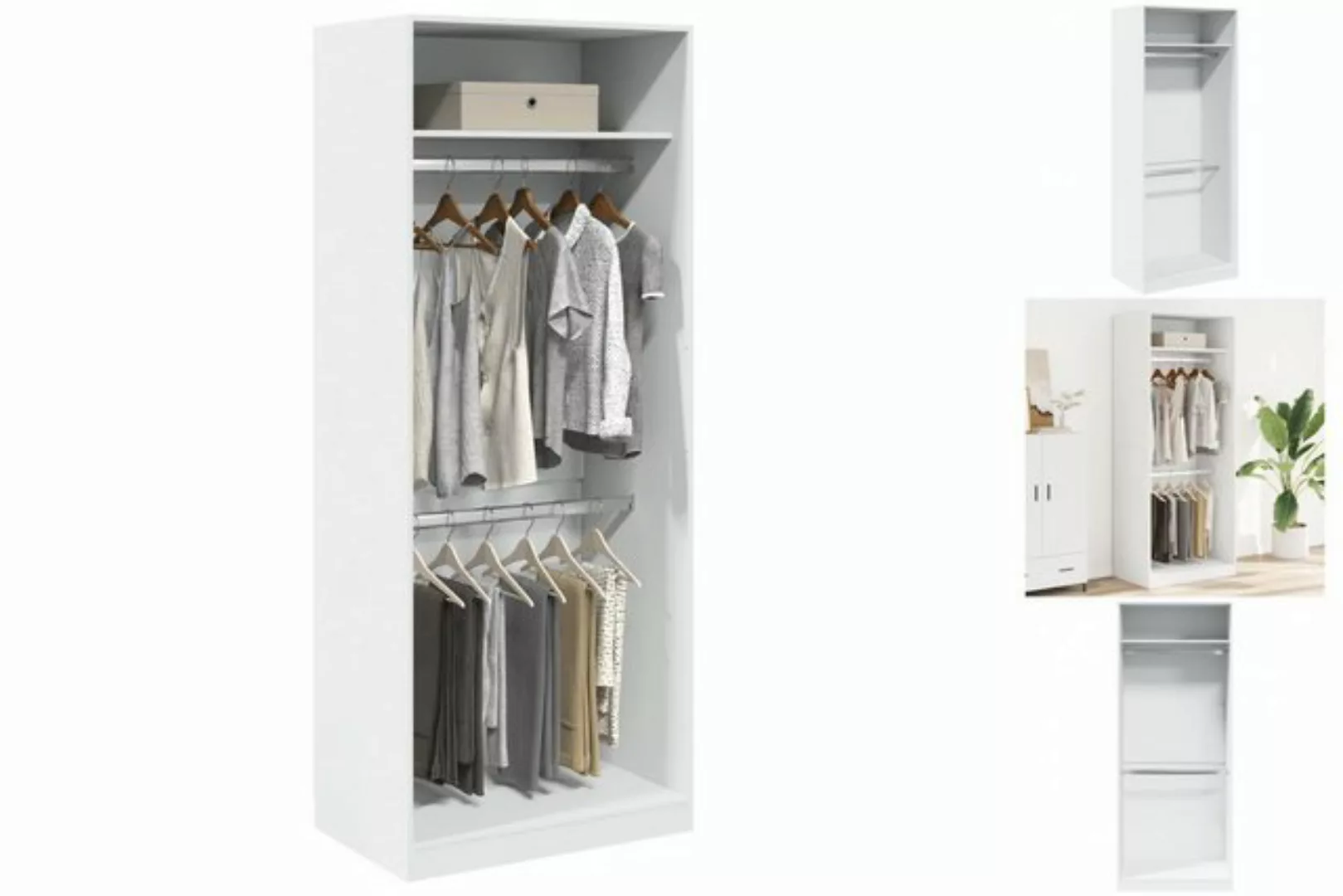 vidaXL Kleiderschrank Kleiderschrank Weiß 80x50x200 cm Holzwerkstoff günstig online kaufen