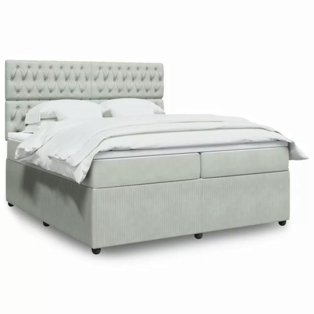 vidaXL Boxspringbett mit Matratze Hellgrau 200x200 cm Samt2107842 günstig online kaufen