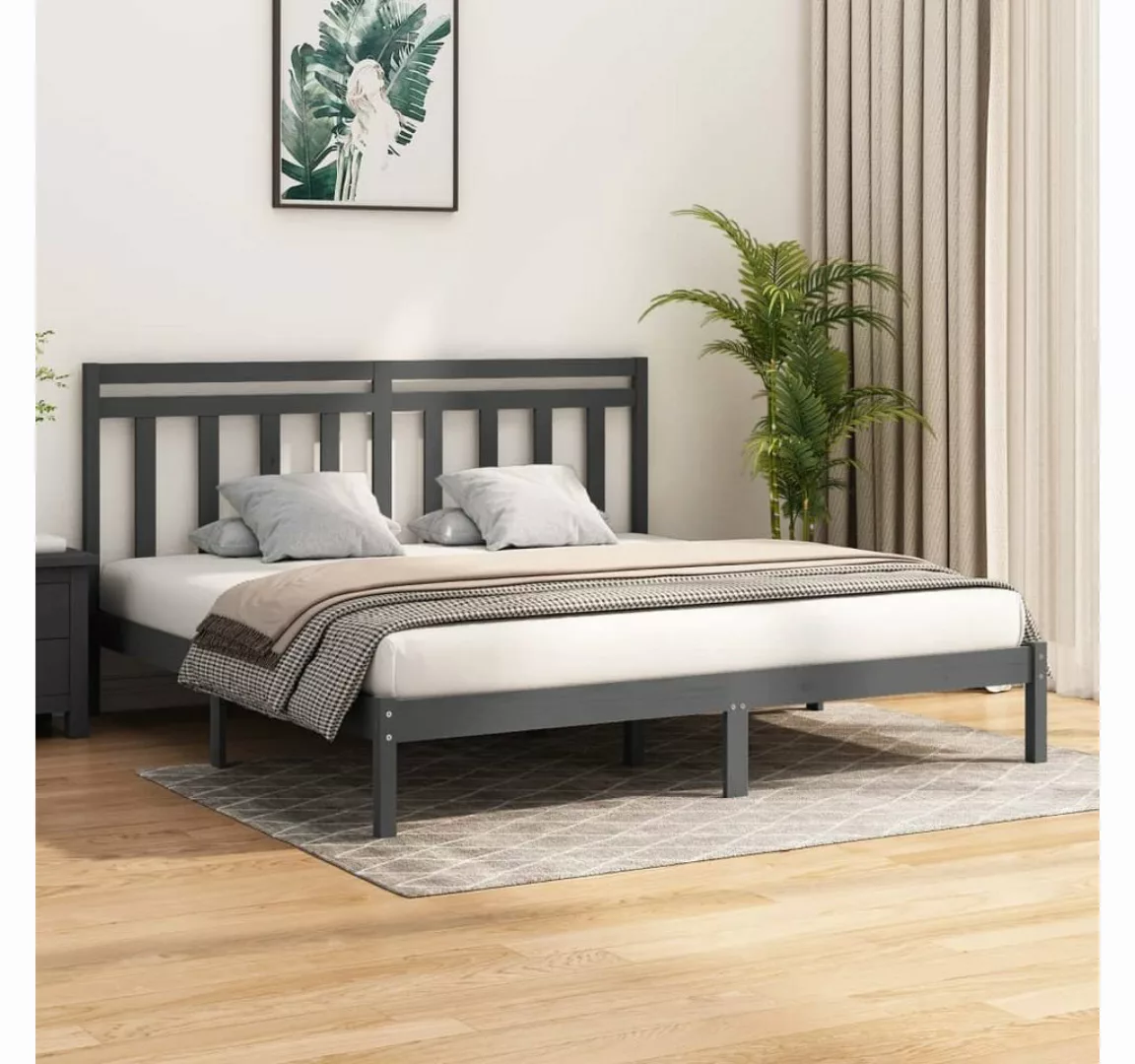 furnicato Bett Massivholzbett Grau 200x200 cm günstig online kaufen