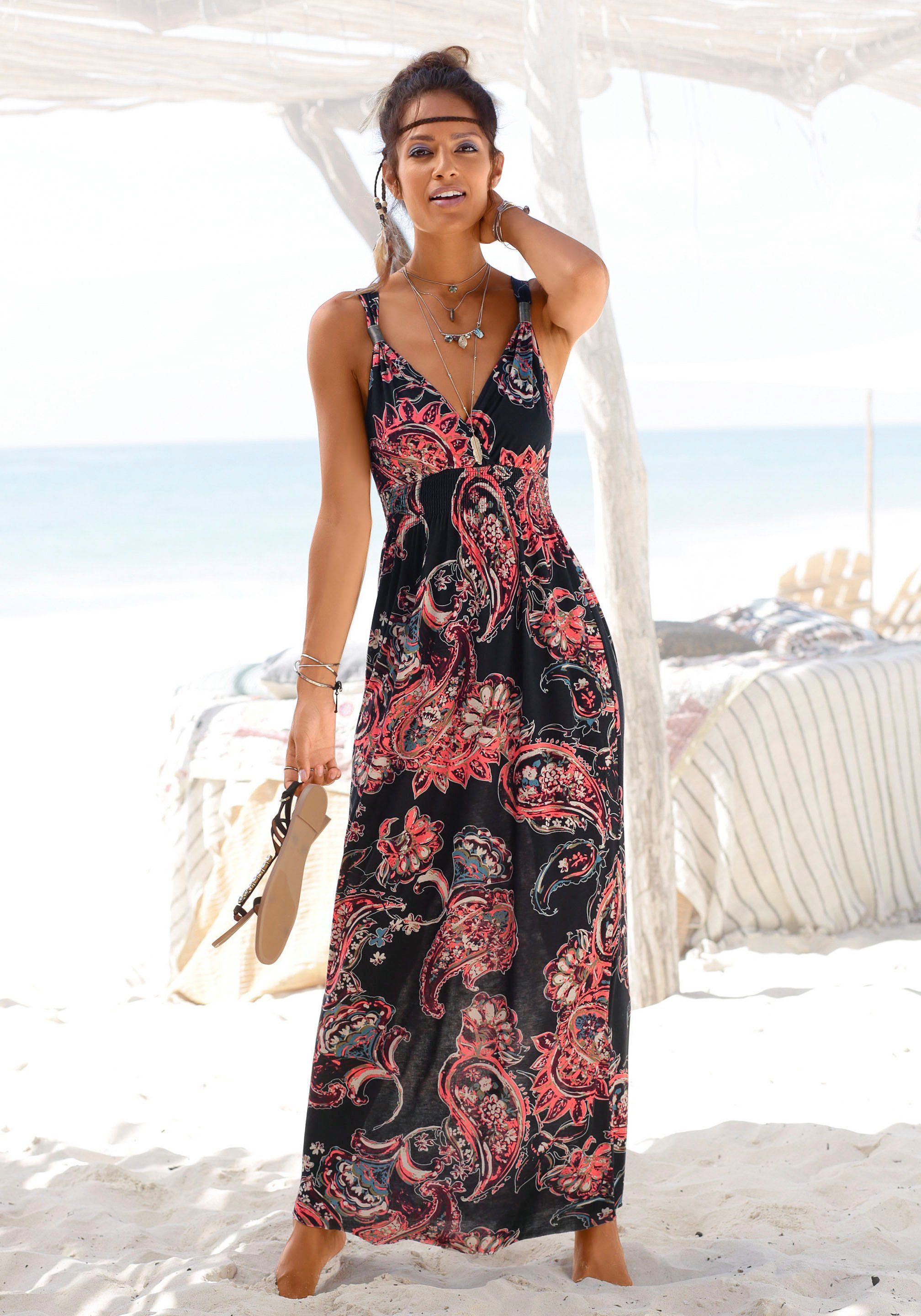 LASCANA Maxikleid mit Paisleydruck und verstellbarem günstig online kaufen