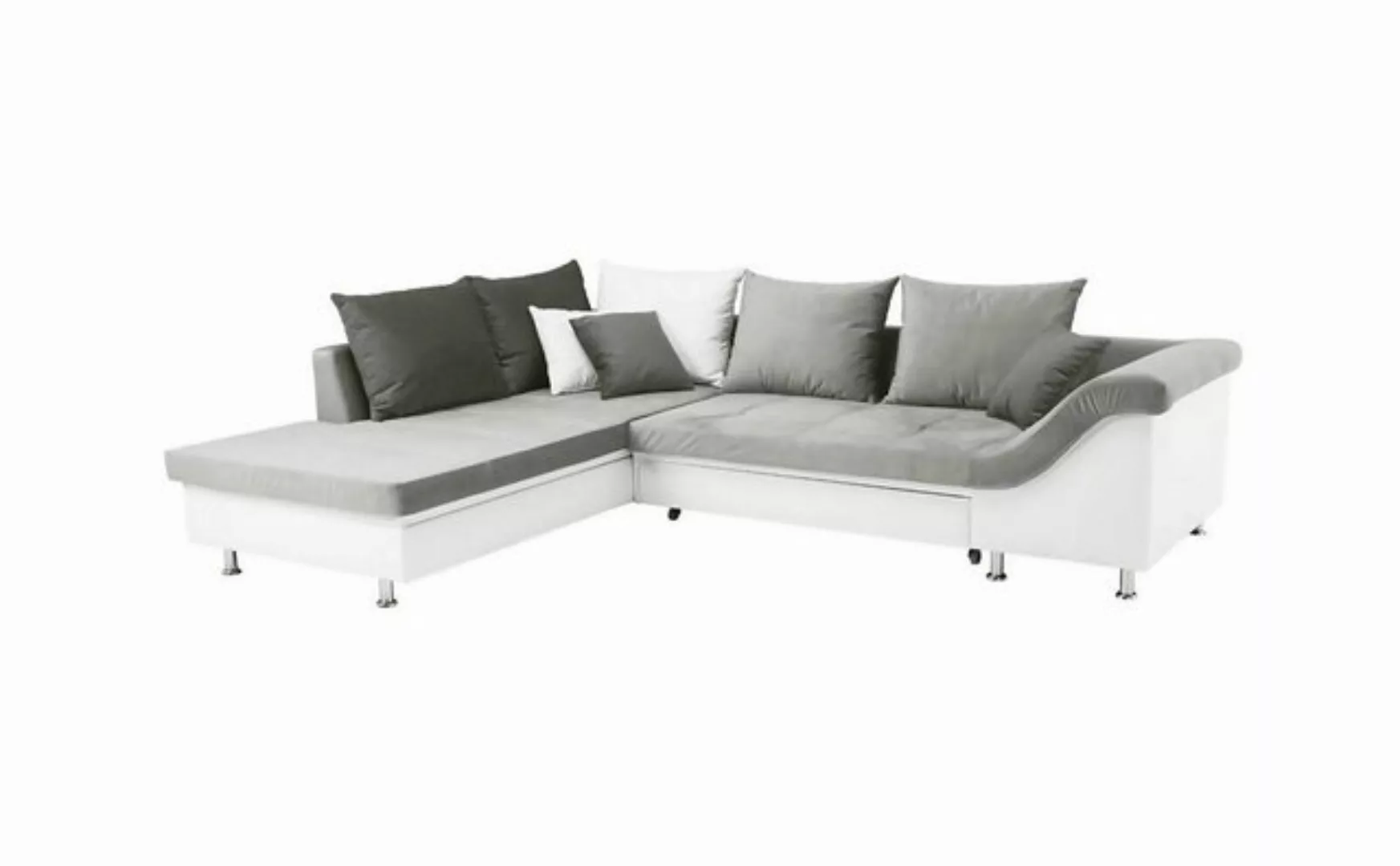 JVmoebel Ecksofa Grau-weißes Ecksofa Modernes Schlafsofa Luxus Couch Bettfu günstig online kaufen