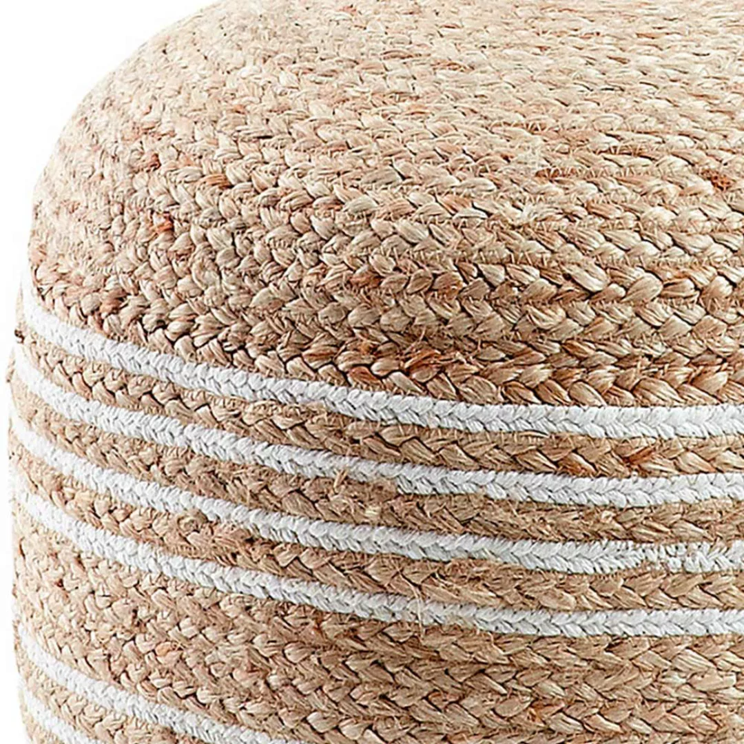 Pouf aus Jute Geflecht Beige und Weiß günstig online kaufen