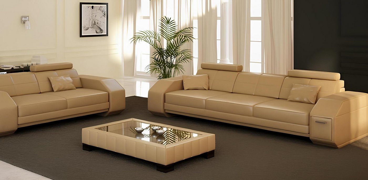 Xlmoebel Sofa Ledersofa Set mit 3-Sitzer, 2-Sitzer und Einzelsessel in Lede günstig online kaufen