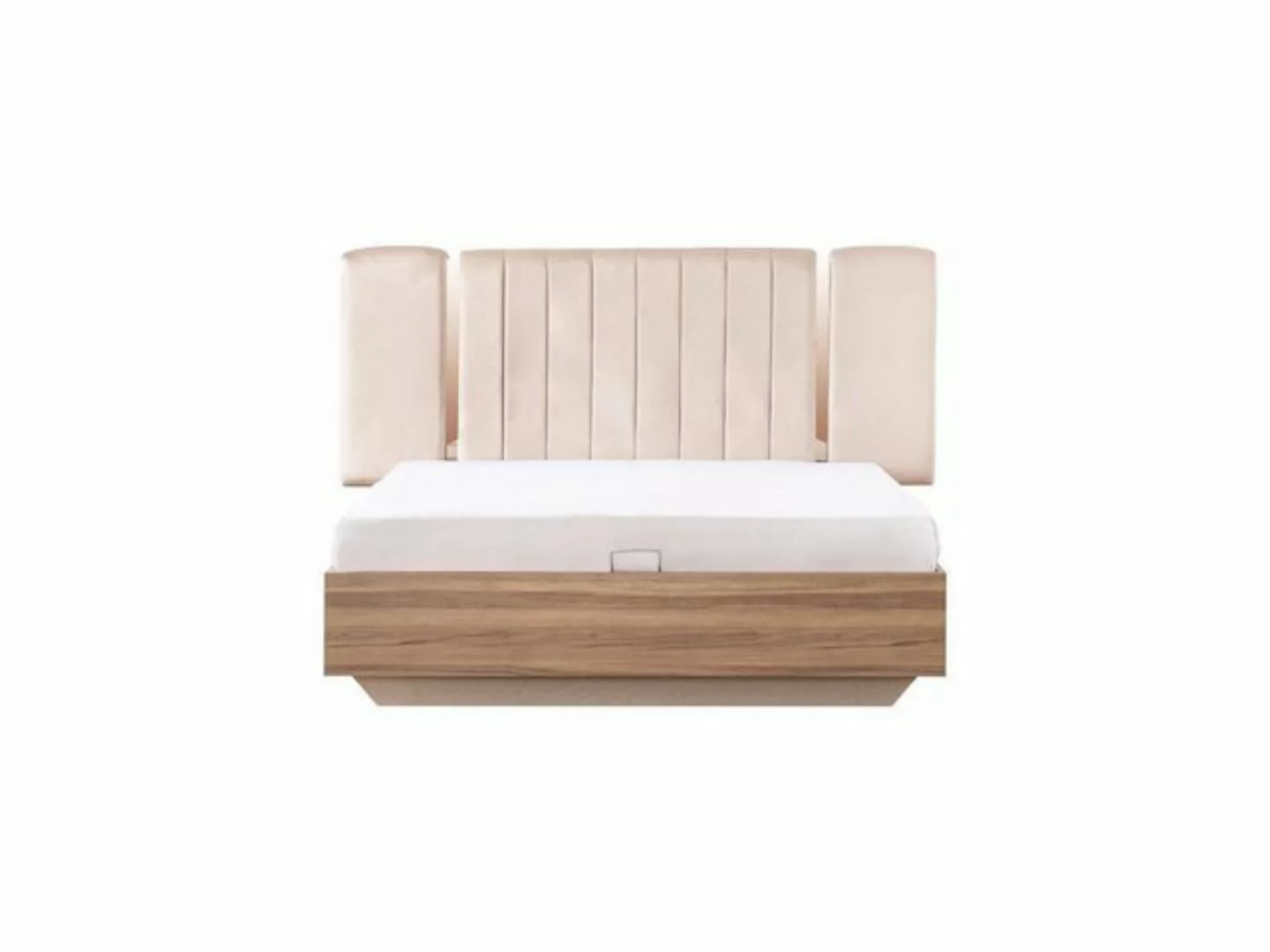 JVmoebel Bett Bettrahmen Bett Doppelbett mit Bettkasten Beige Stoff Luxus M günstig online kaufen