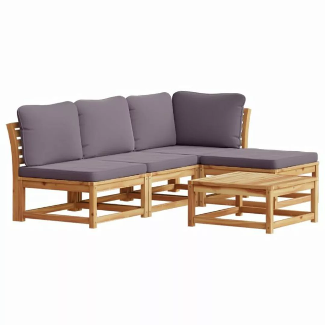 vidaXL Sofaelement 5-tlg. Garten-Lounge-Set mit Kissen Massivholz Akazie (1 günstig online kaufen