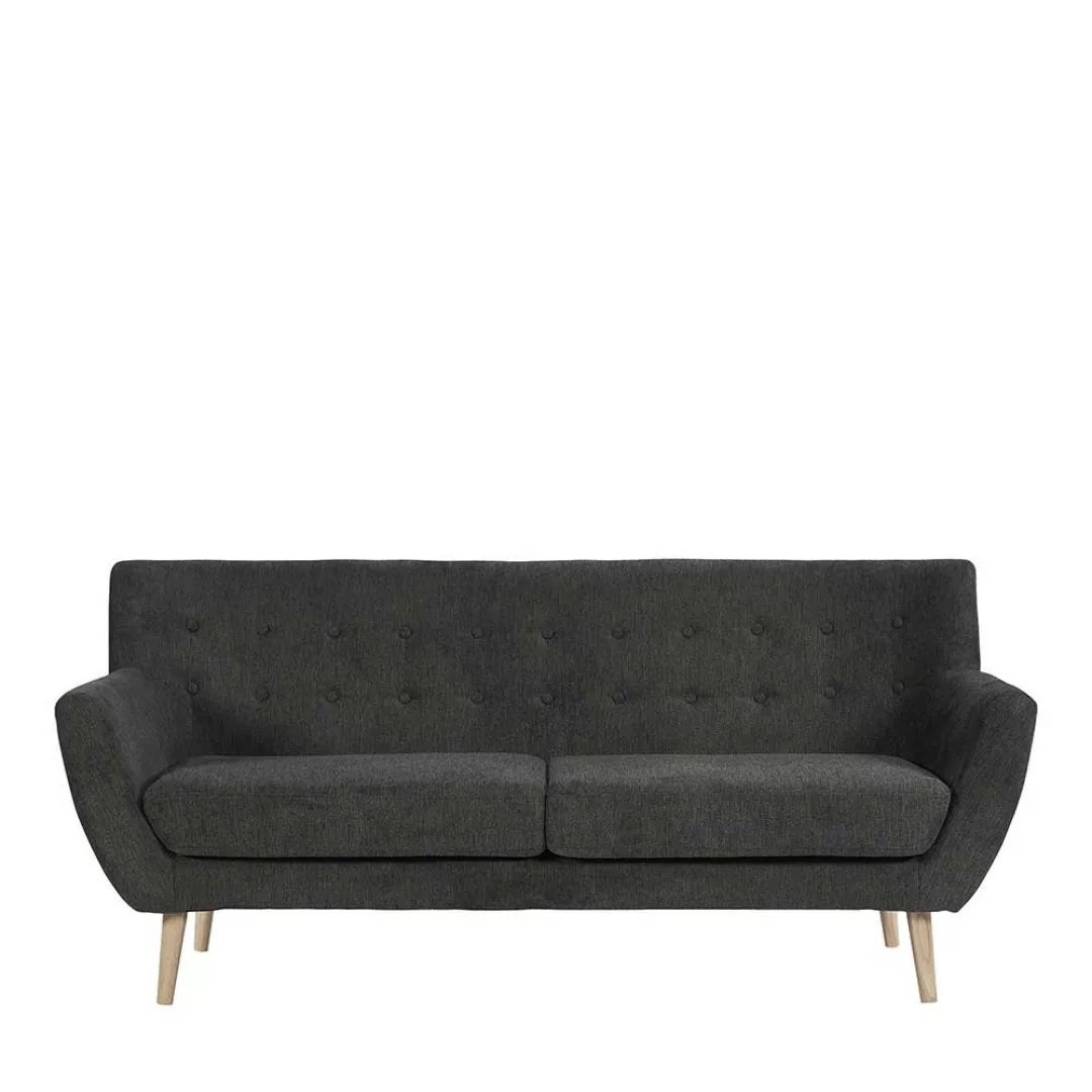 Dreisitzer Couch Sofa im Retrostil in Dunkelgrau günstig online kaufen