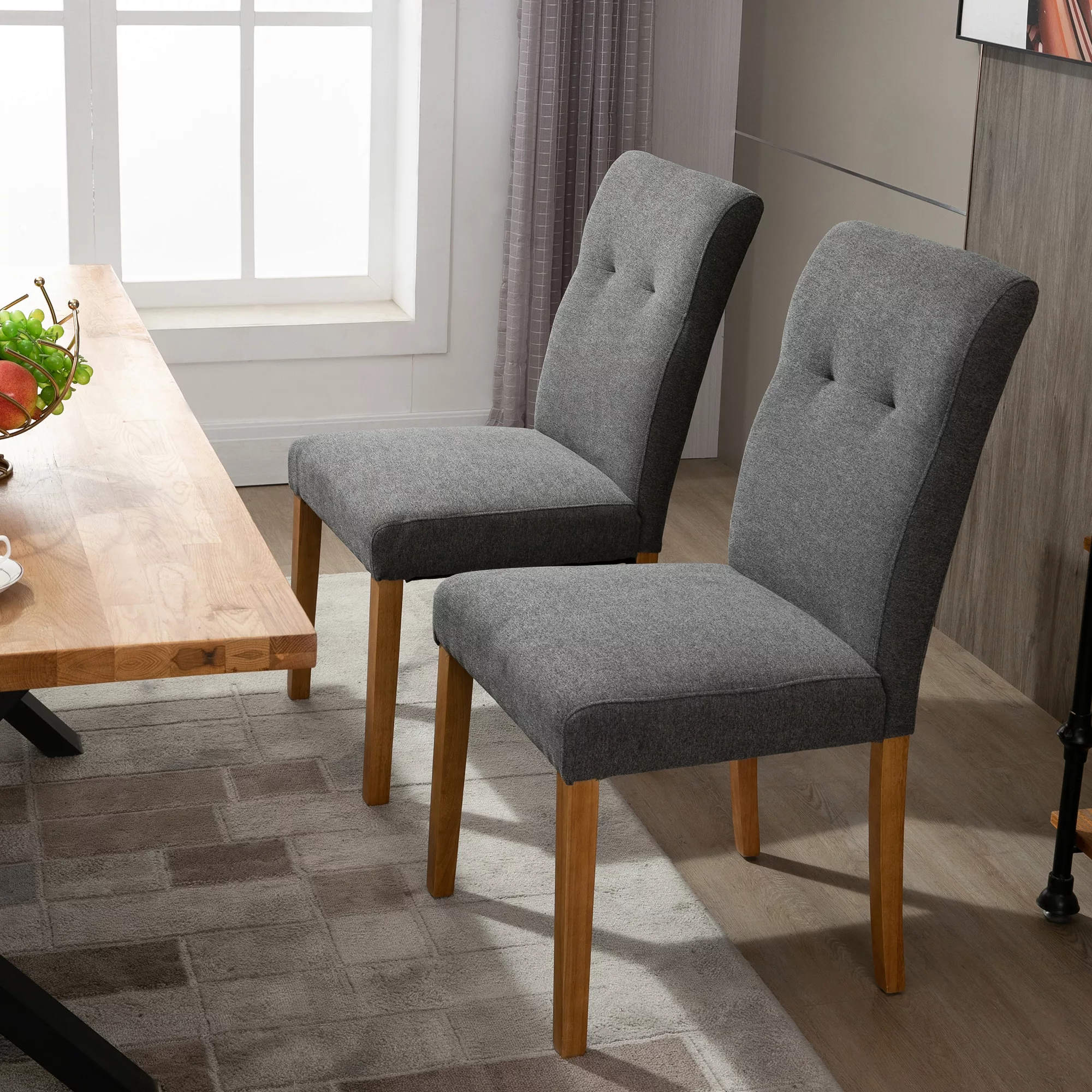 HOMCOM 2er-Set Esszimmerstühle Essstühle mit gepolstertem Sitz Stuhl Polste günstig online kaufen