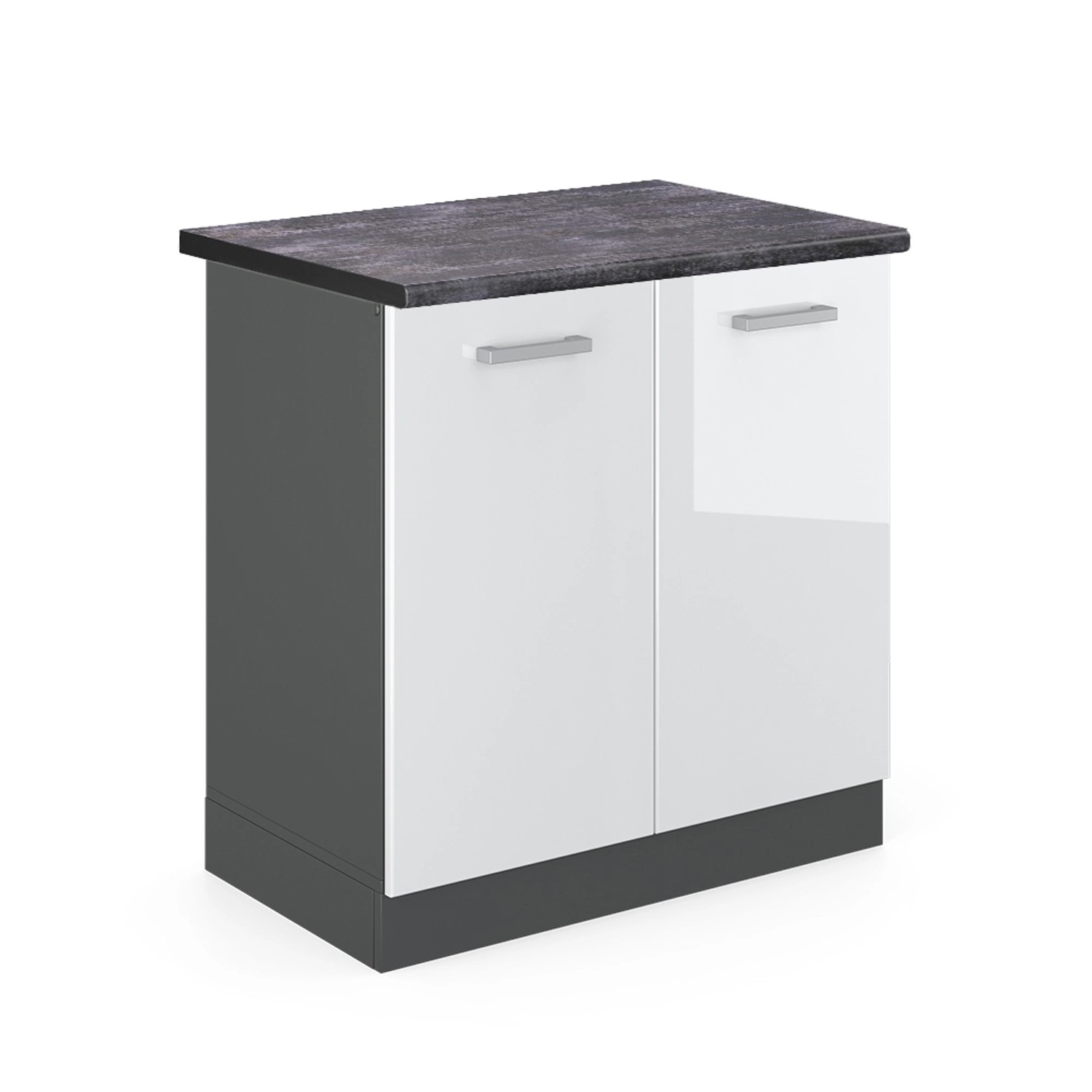 Vicco Spülenunterschrank R-Line, Weiß Hochglanz/Anthrazit, 80 günstig online kaufen