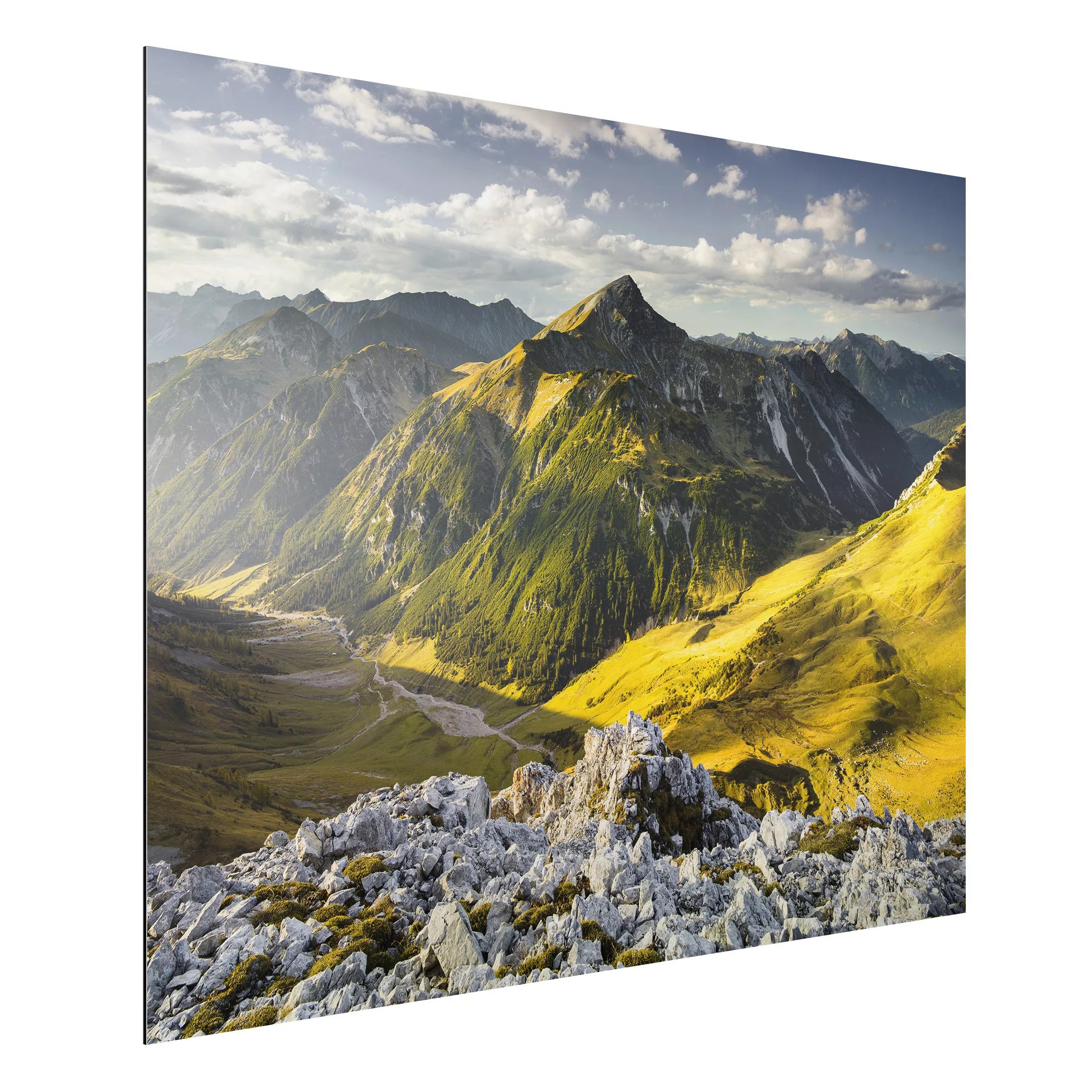 Alu-Dibond Bild Berge und Tal der Lechtaler Alpen im Tirol günstig online kaufen