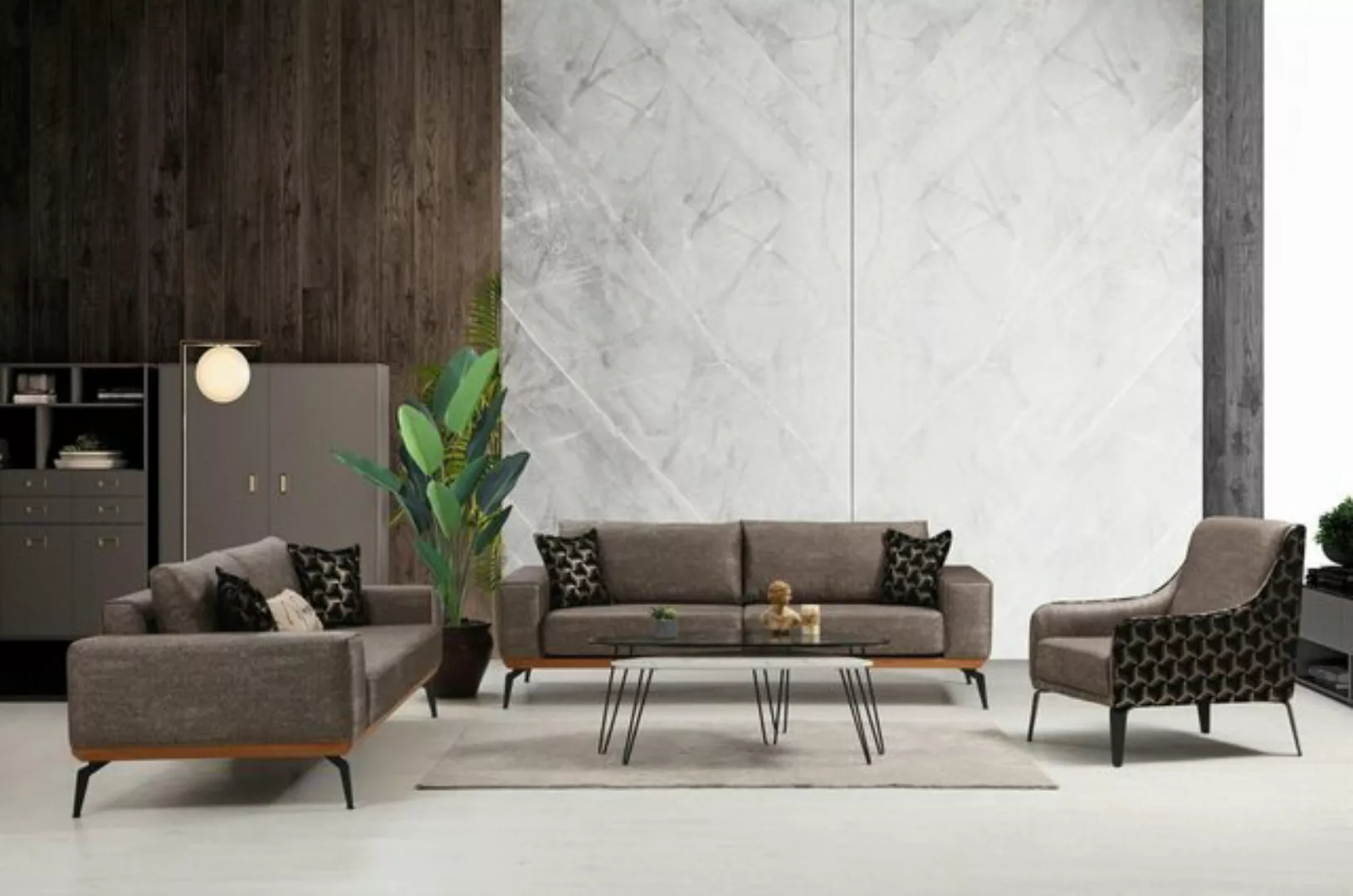 JVmoebel Sofa Komplette Wohnzimmer Couchgarnitur 2x 3-Sitzer Sofas Stoff Se günstig online kaufen