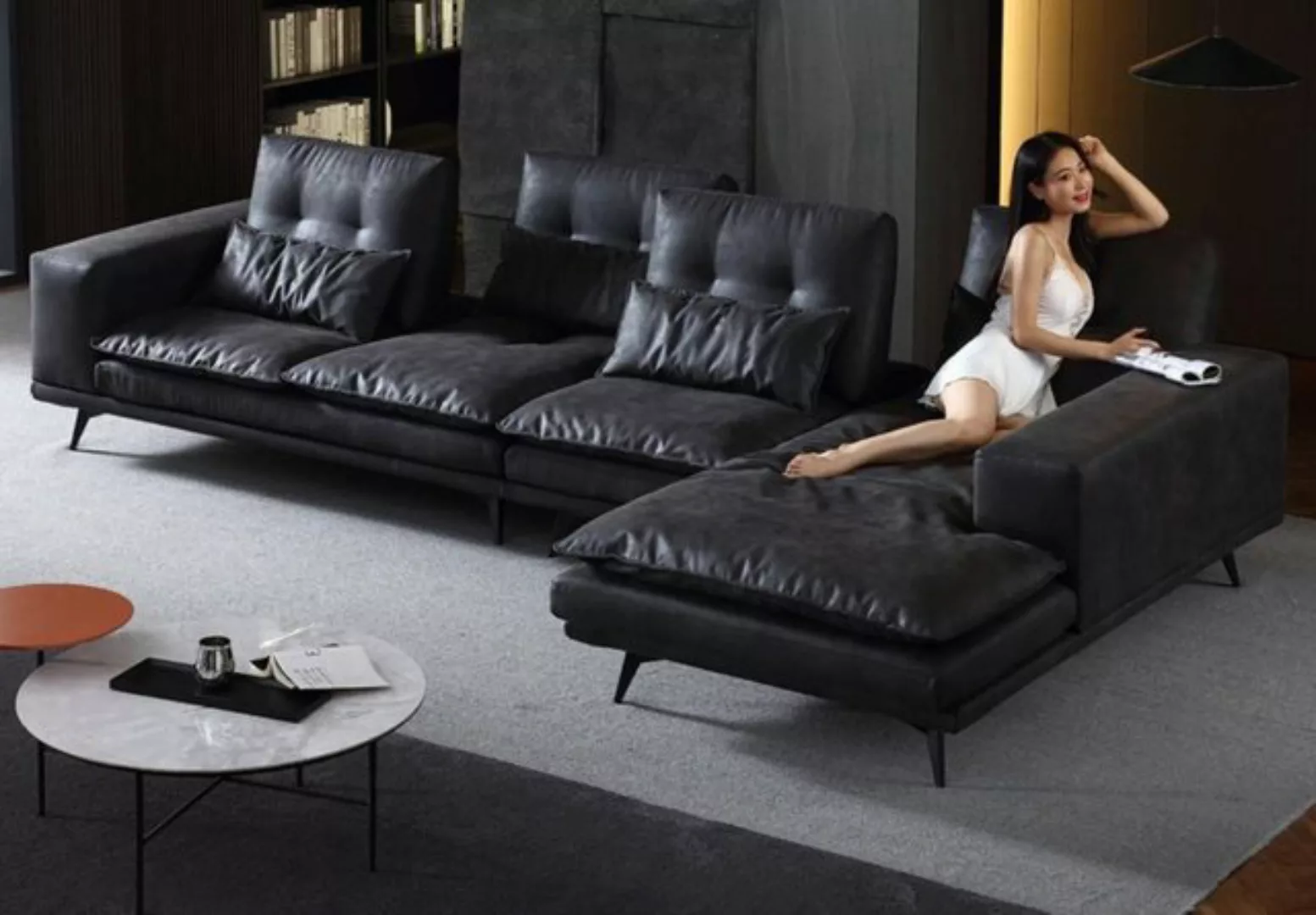 Xlmoebel Ecksofa Schwarz Neues Ecksofa Luxus im Design, 1 Teile, Hergestell günstig online kaufen