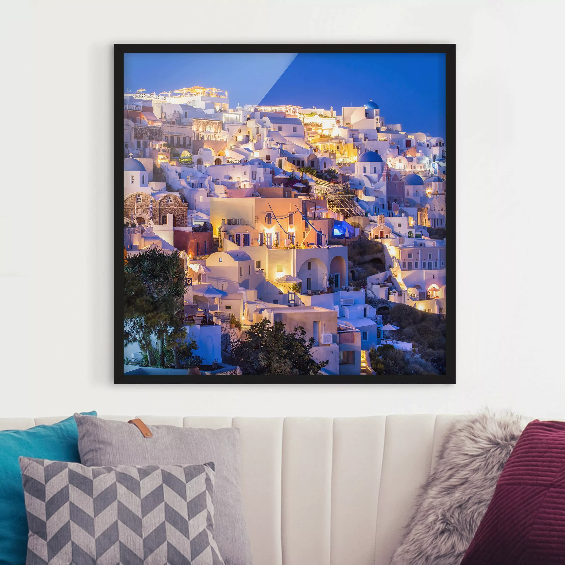 Bild mit Rahmen Santorini at night günstig online kaufen
